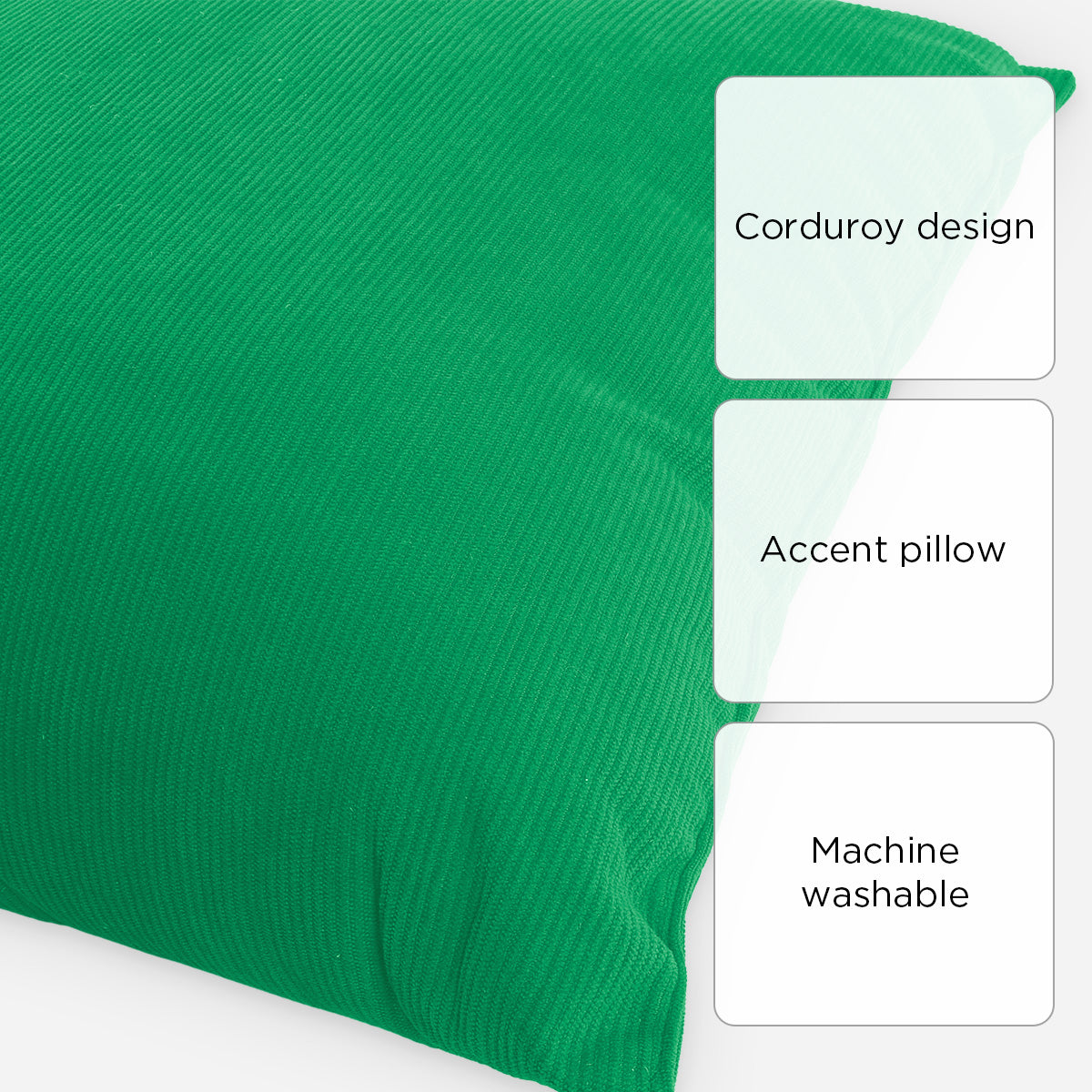 SM Home Christmas Corduroy Throw Pillow (Green) - 18x18in.