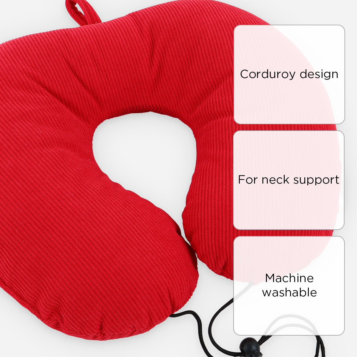 SM Home Christmas Corduroy Neck Pillow - Red