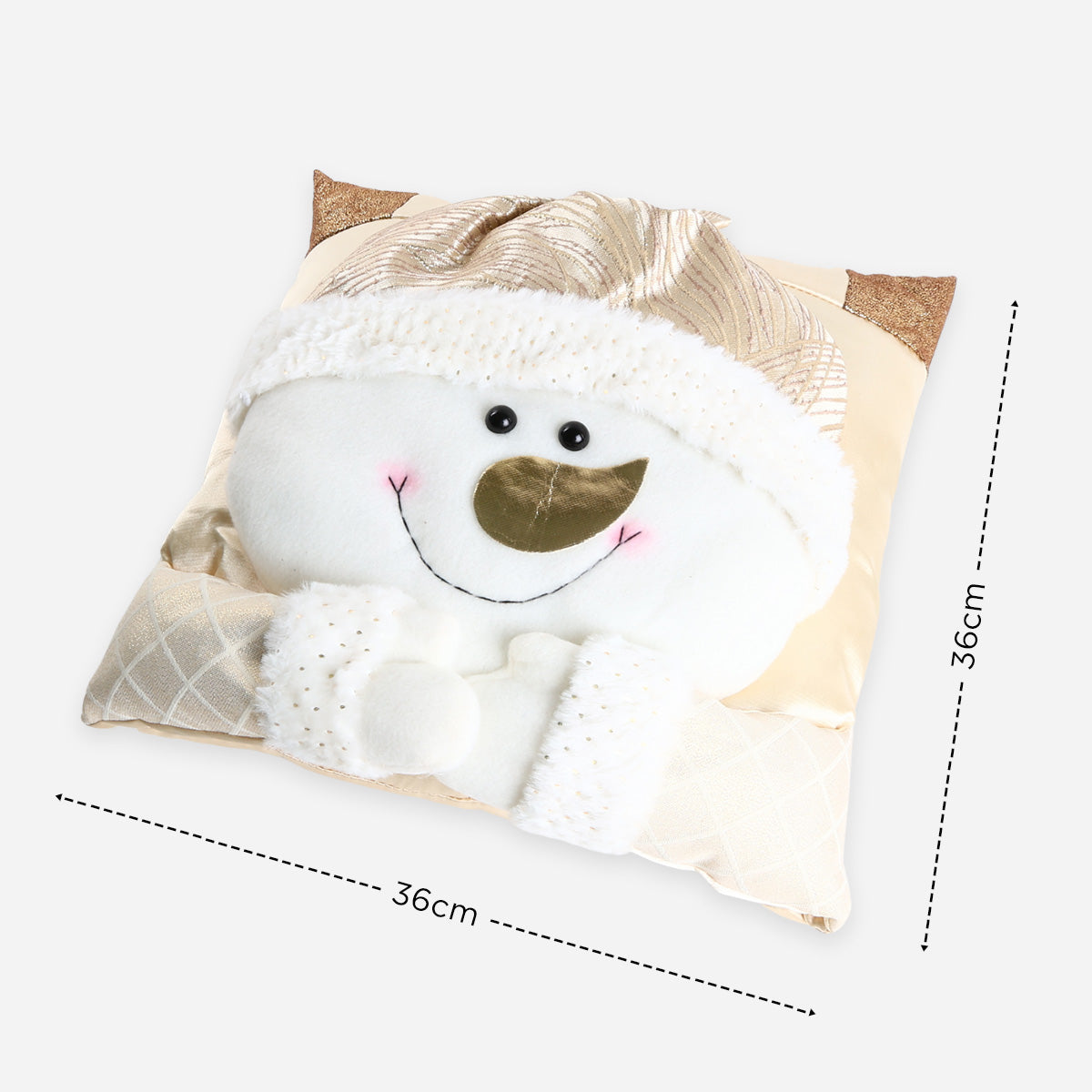 Gold Snowman Throw Pillow - 36 x 36 cm