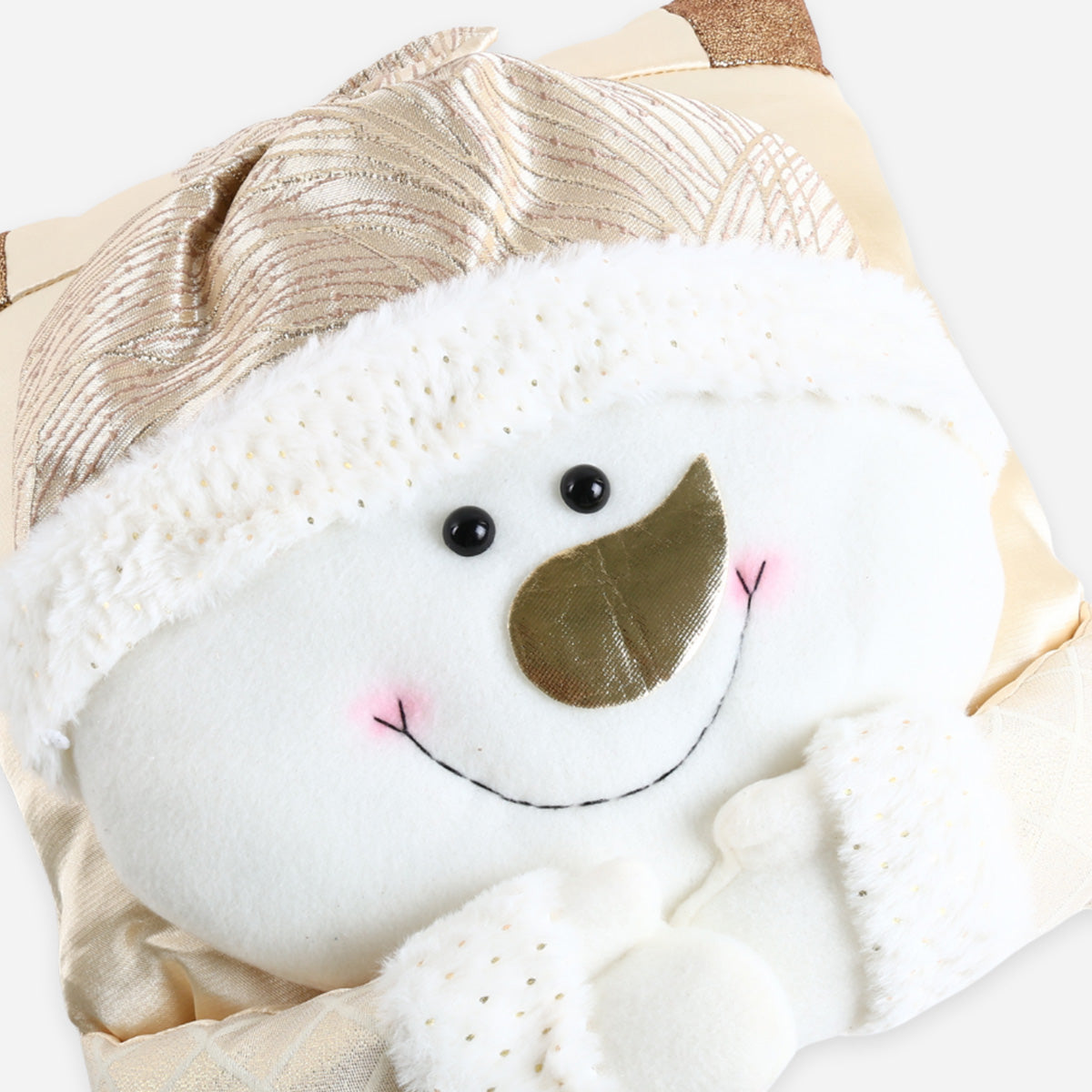 Gold Snowman Throw Pillow - 36 x 36 cm
