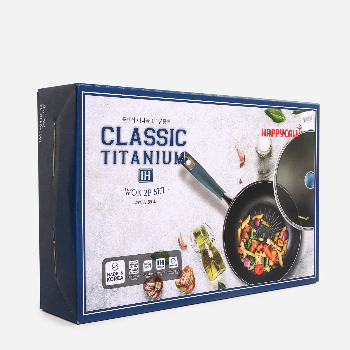 Happycall Classic Titanium IH Wok Pan With Glass Lid H3900-0412 - 28cm