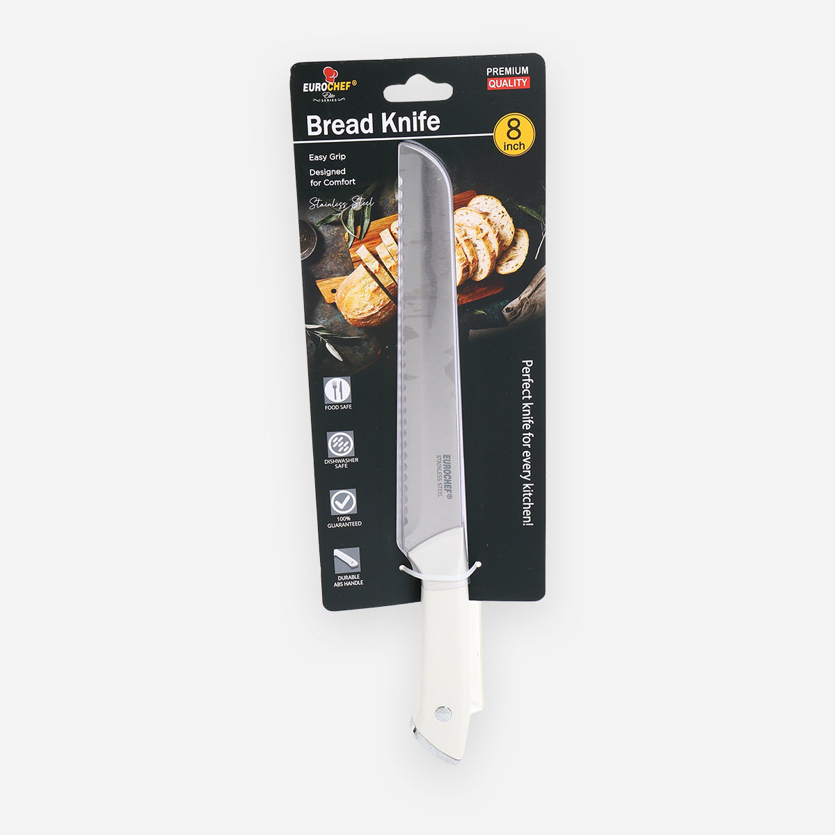 Eurochef Stainless Steel Bread Knife (White) - 8in