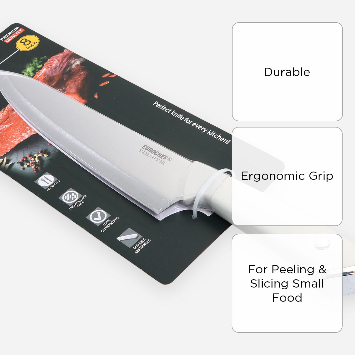 Eurochef Stainless Steel Chef Knife (White) - 8in