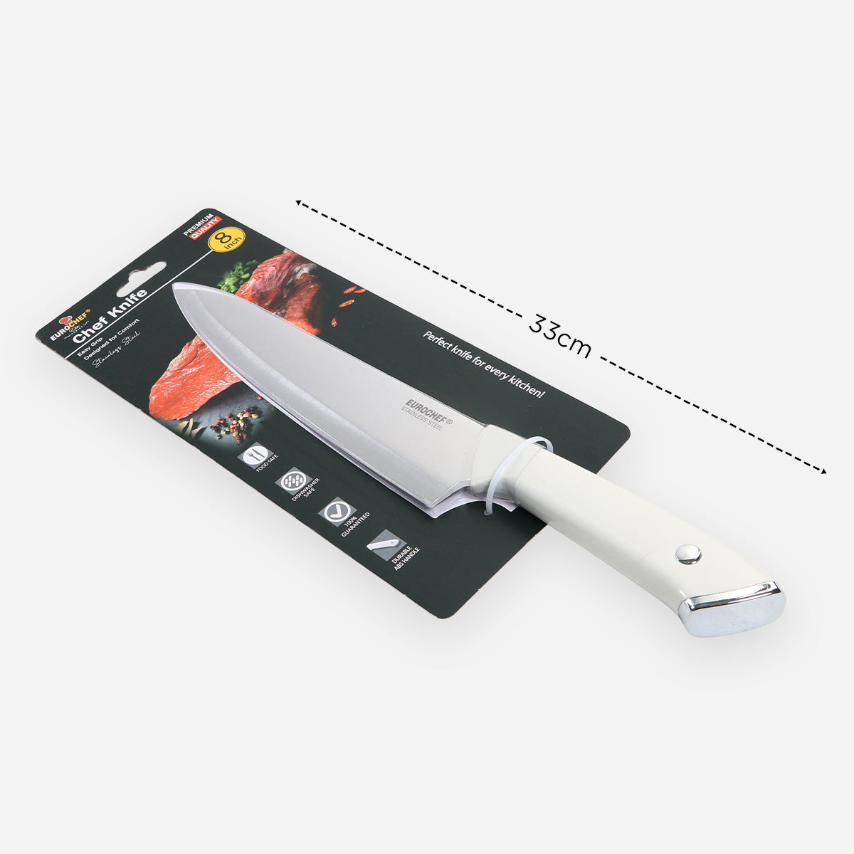 Eurochef Stainless Steel Chef Knife (White) - 8in