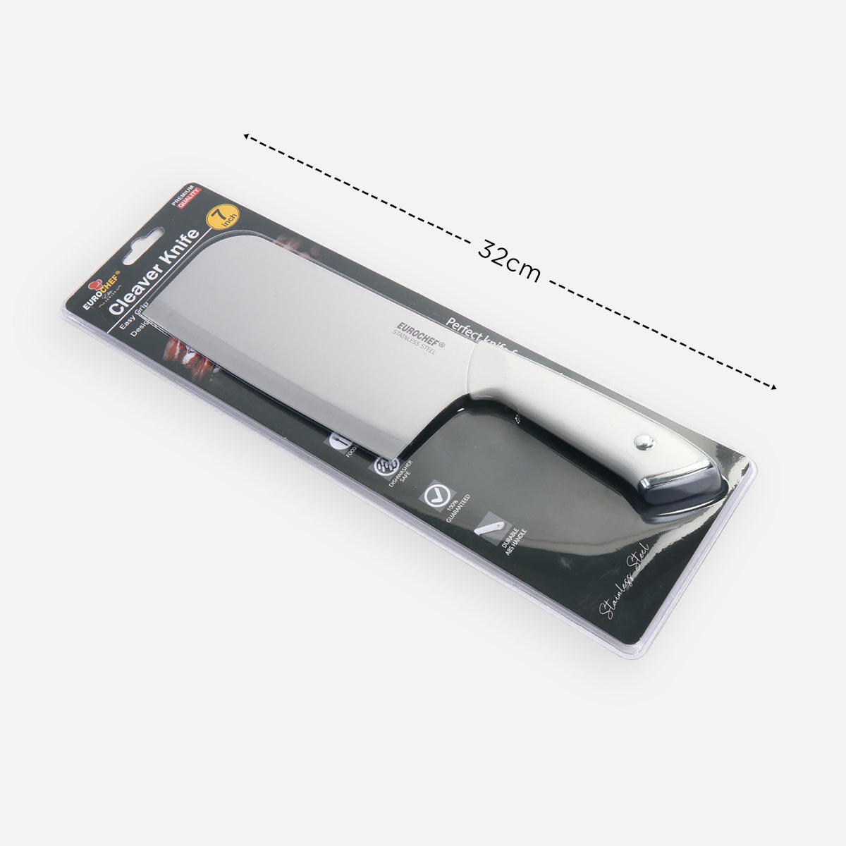 Eurochef Stainless Steel Cleaver Knife (White) - 7in