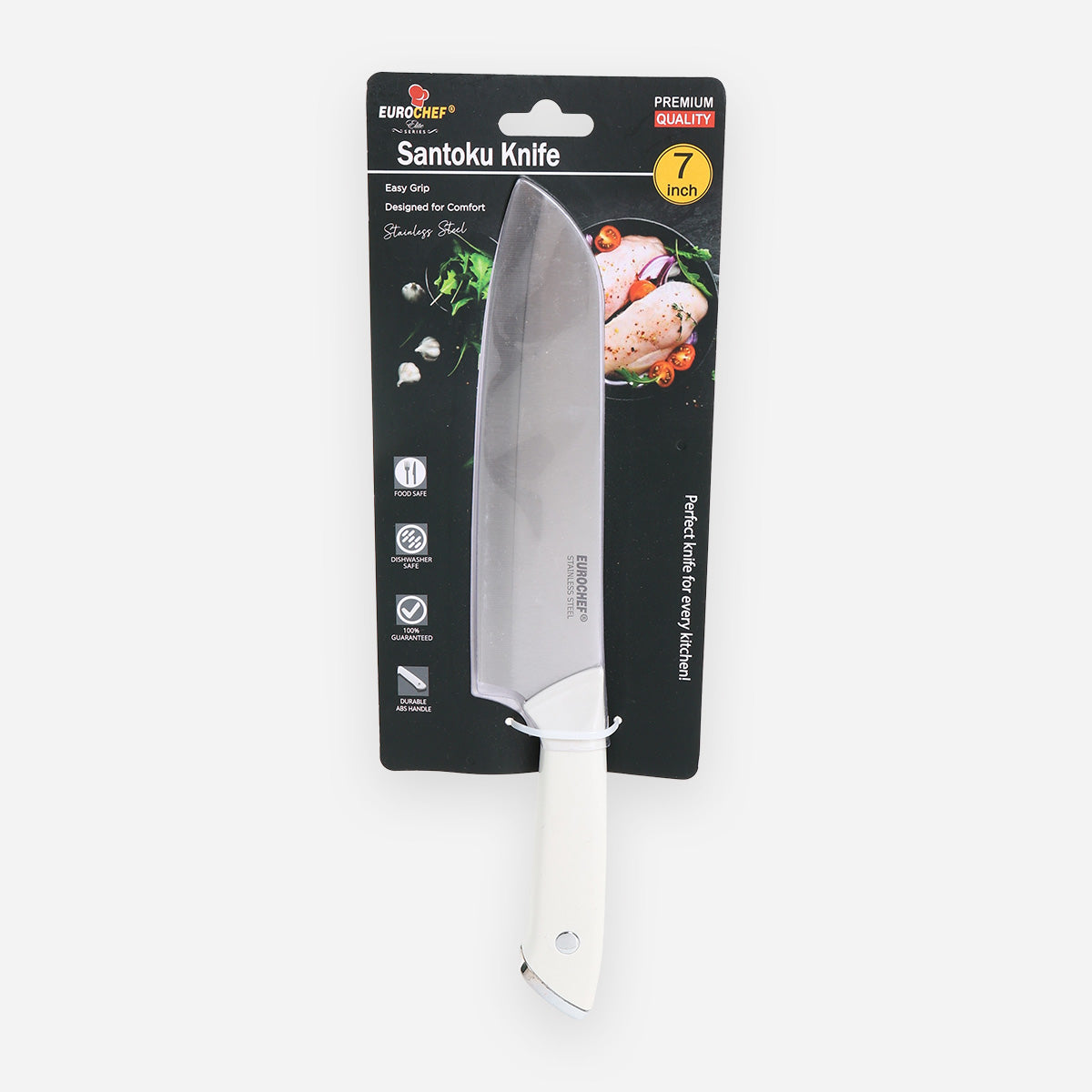 Eurochef Stainless Steel Santoku Knife (White) - 7in