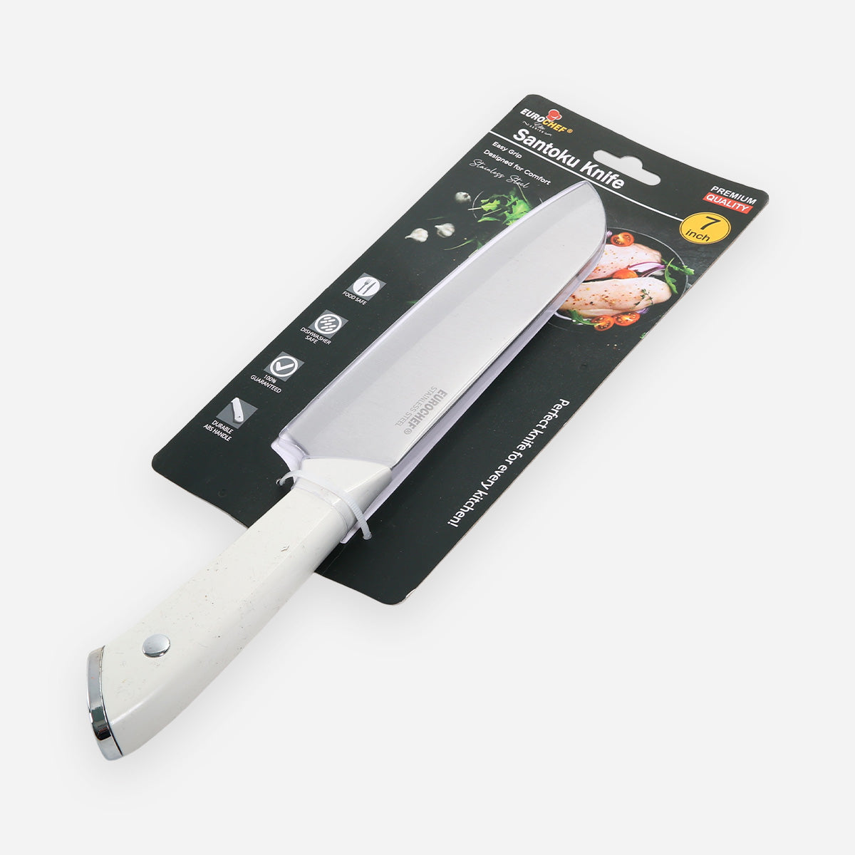 Eurochef Stainless Steel Santoku Knife (White) - 7in