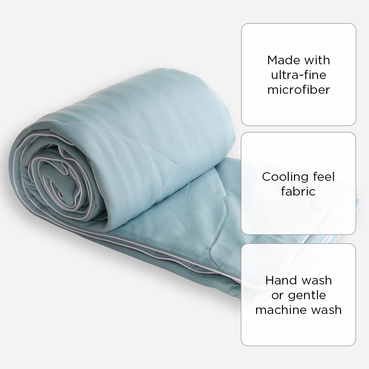 Family Home Cooling Quilt Blanket (Cerulean Light Blue) - Full