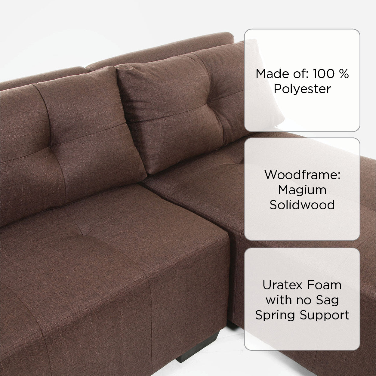 SM Home Unice Sectional Set - Dark Brown