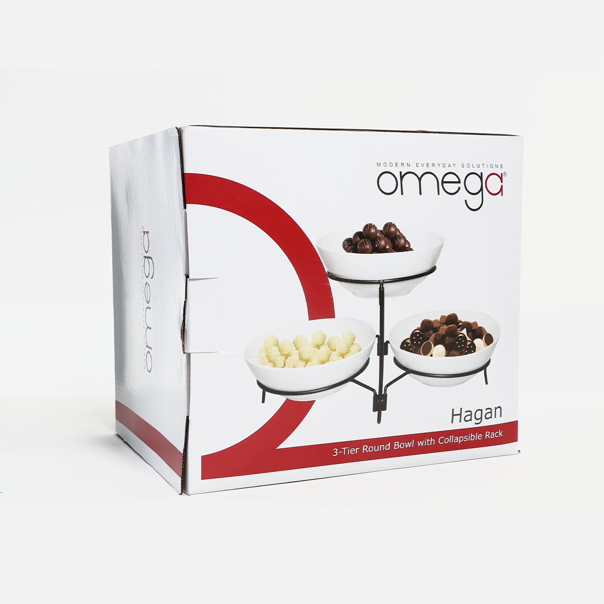 Omega Hagan 3-Tier Round Bowl with Collapsible Rack