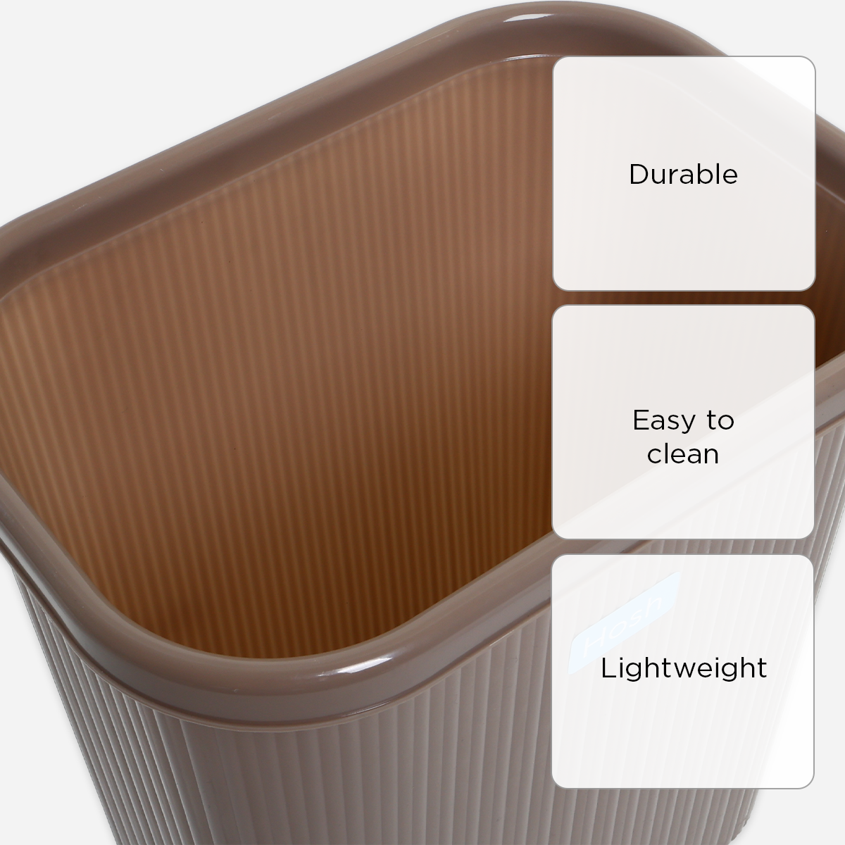 Hosh Rectangular Trash Bin (Brown) - 8L