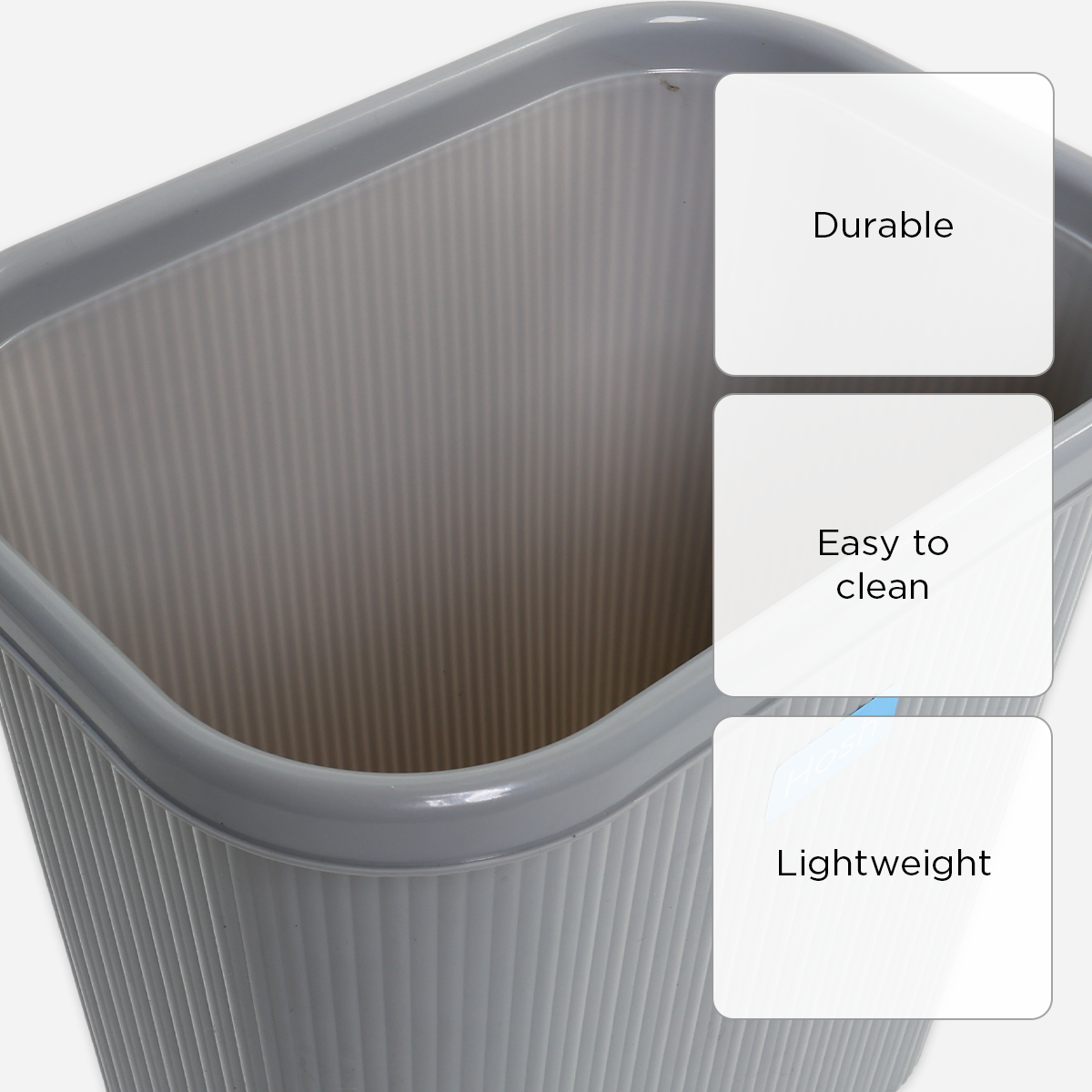 Hosh Rectangular Trash Bin (Gray) - 8L