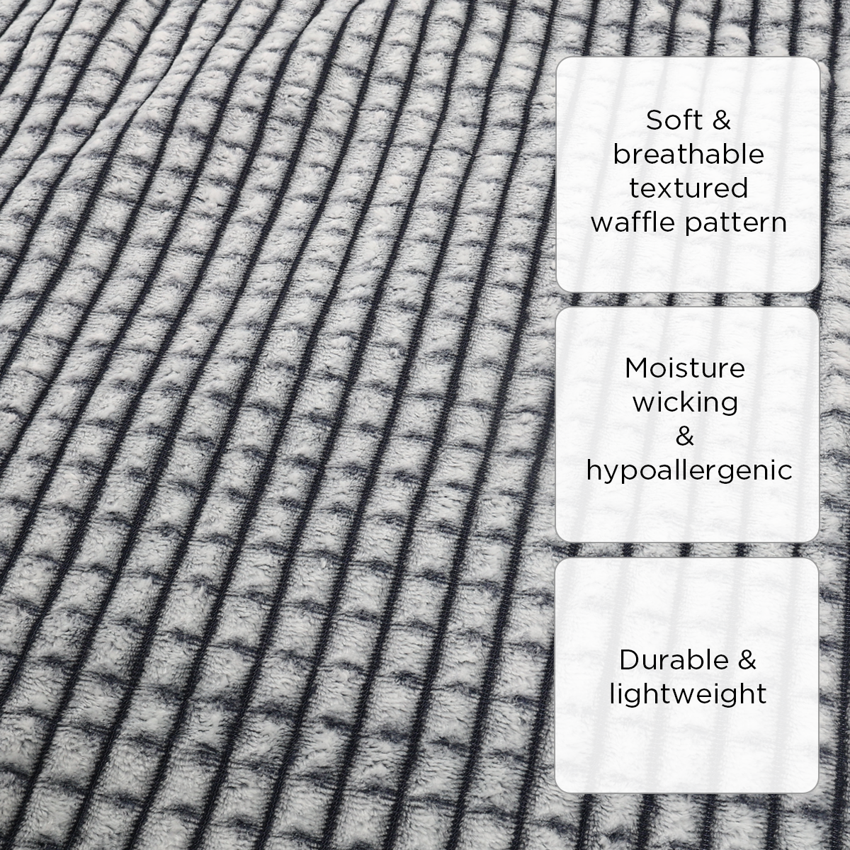 V&E Waffle Fleece Blanket (Dark Gray) - 80x90in