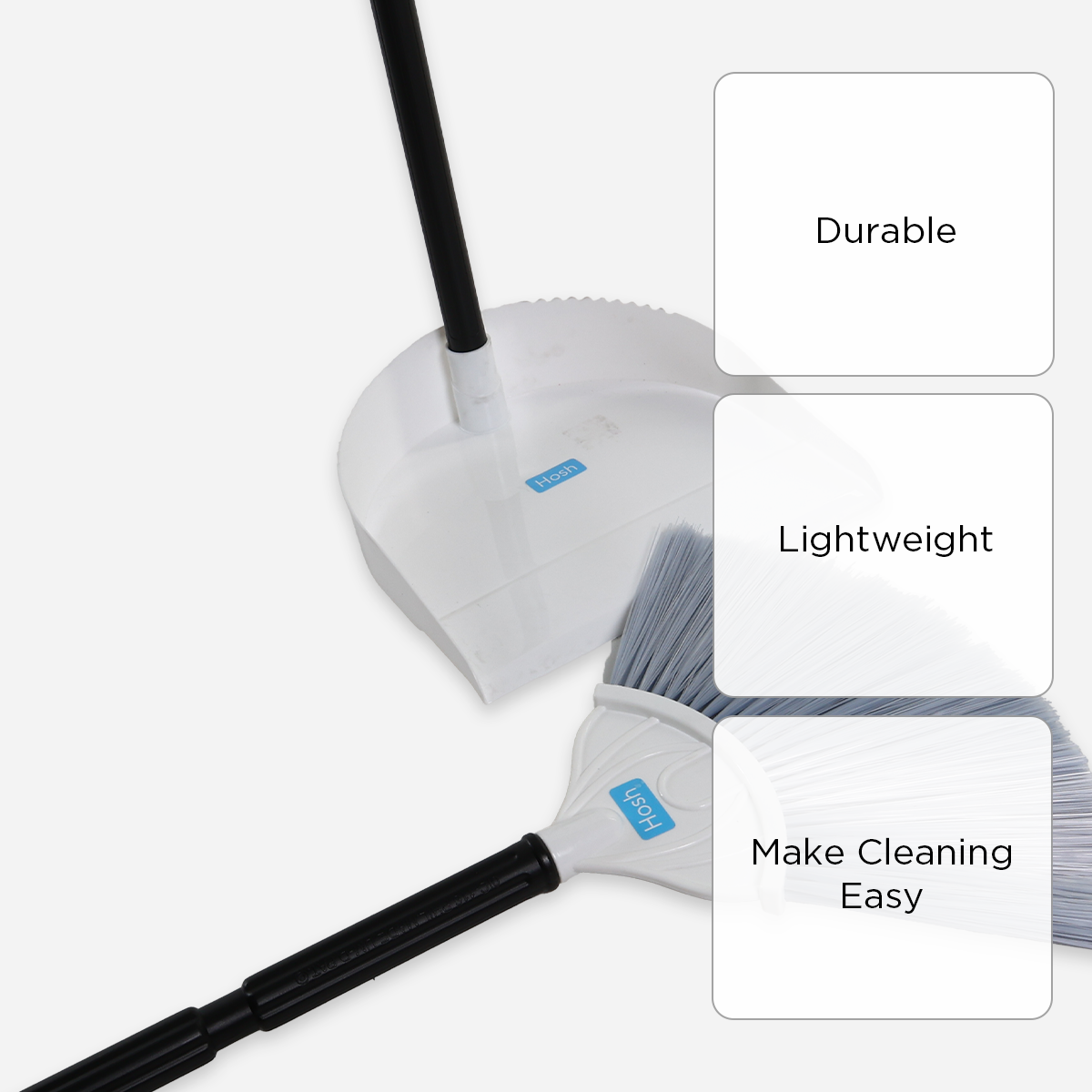 Hosh Broom and Dust Pan Set - White