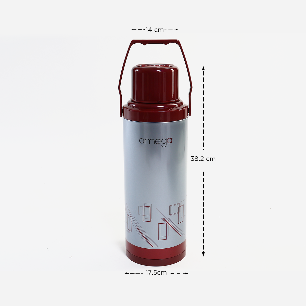 Omega Kingsley Metal Vacuum Flask (Maroon) - 2.2L