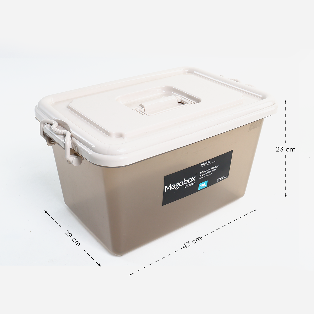 Megabox Carrie Mi Series MG638TB Storage Box (Transparent Brown) - 18L