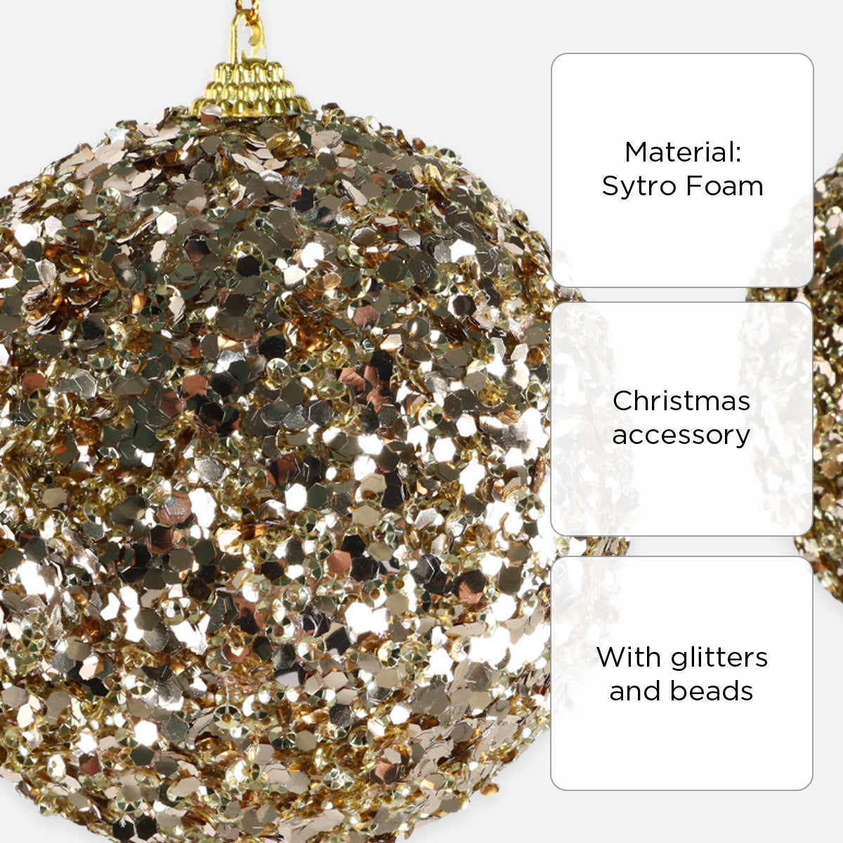 SM Home Christmas Ball with Glitter and Beads Foam - 10cm