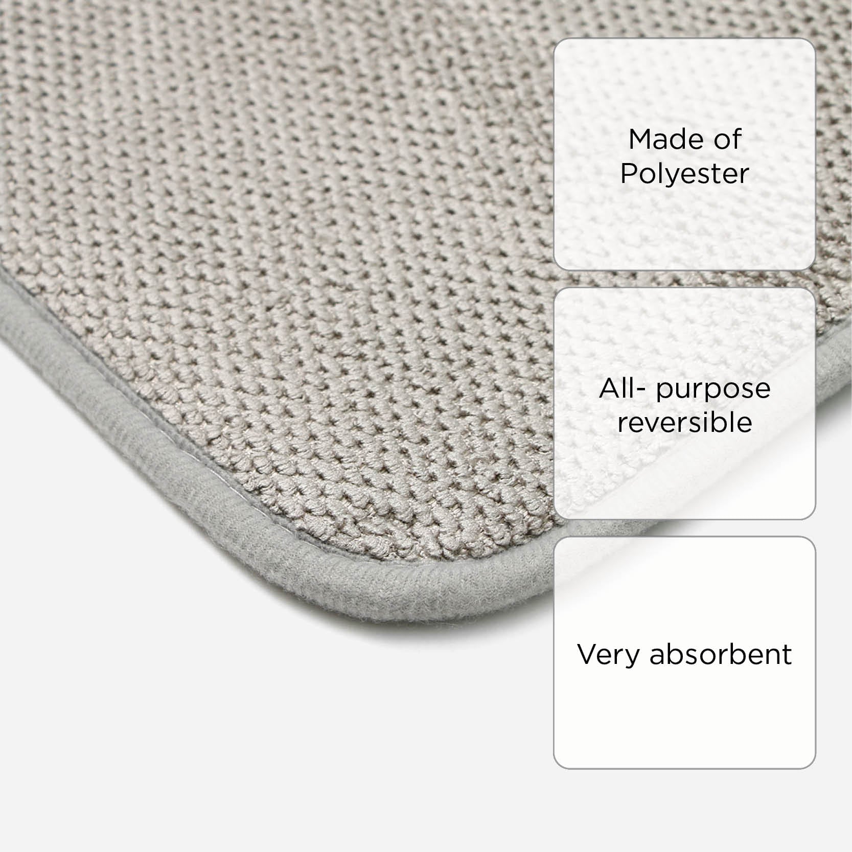 Hosh Dish Drying Mat (Gray) - 30x40cm