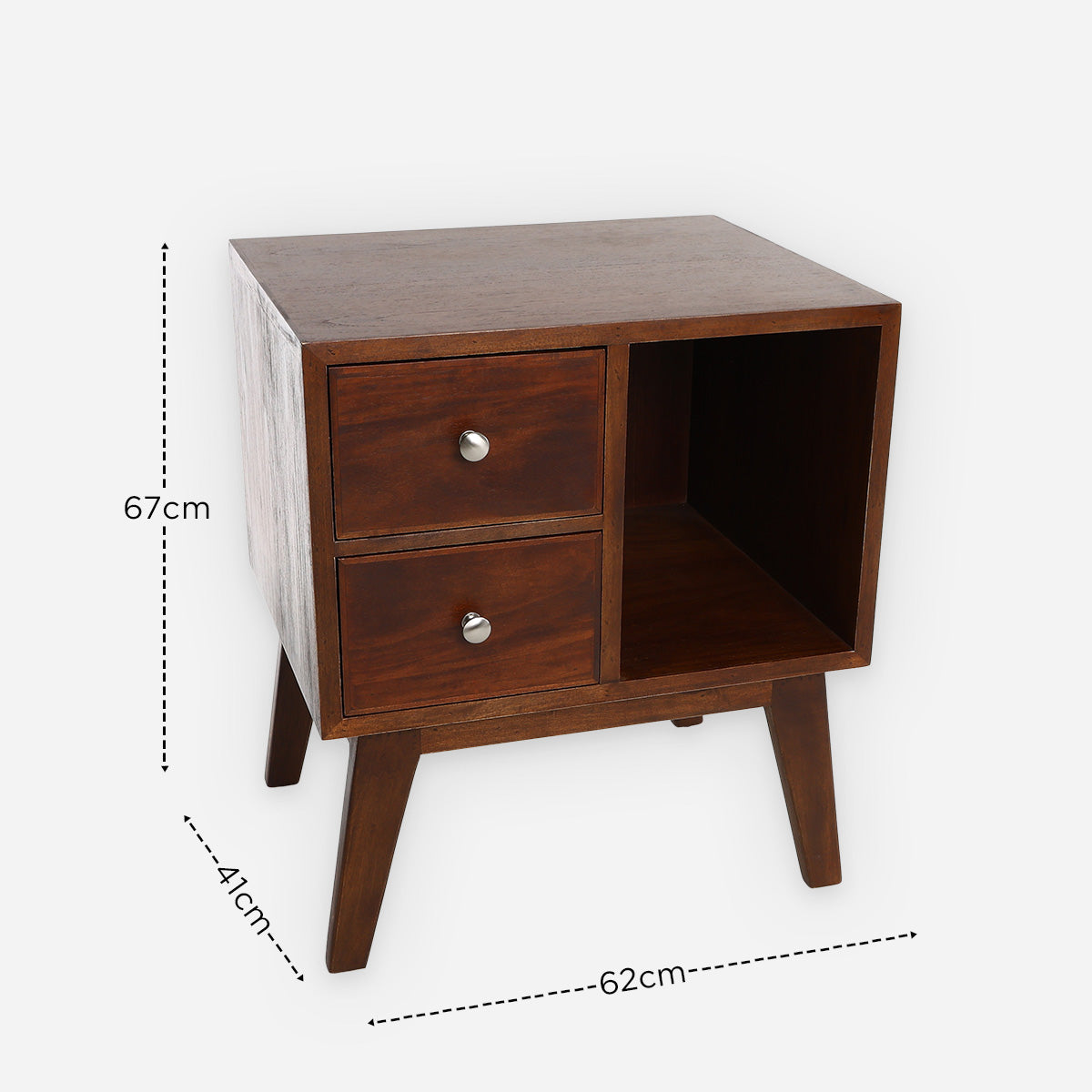 Hanky Bedside Table with 2-Drawer - Natural