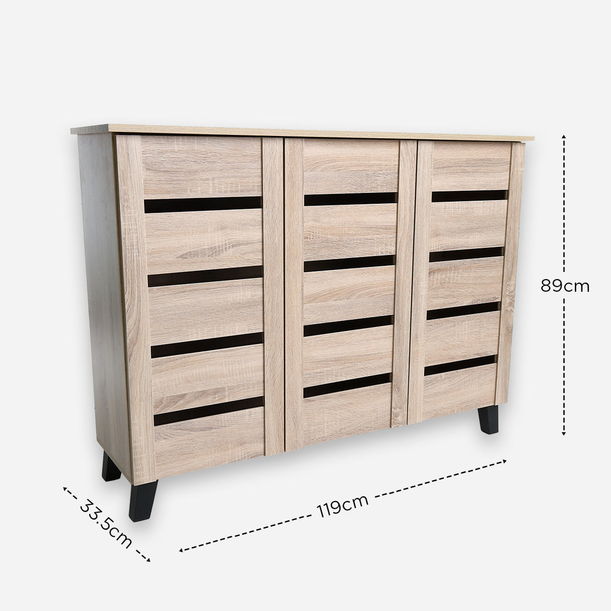 Harris Sol 3-Door Shoe Cabinet - White Oak