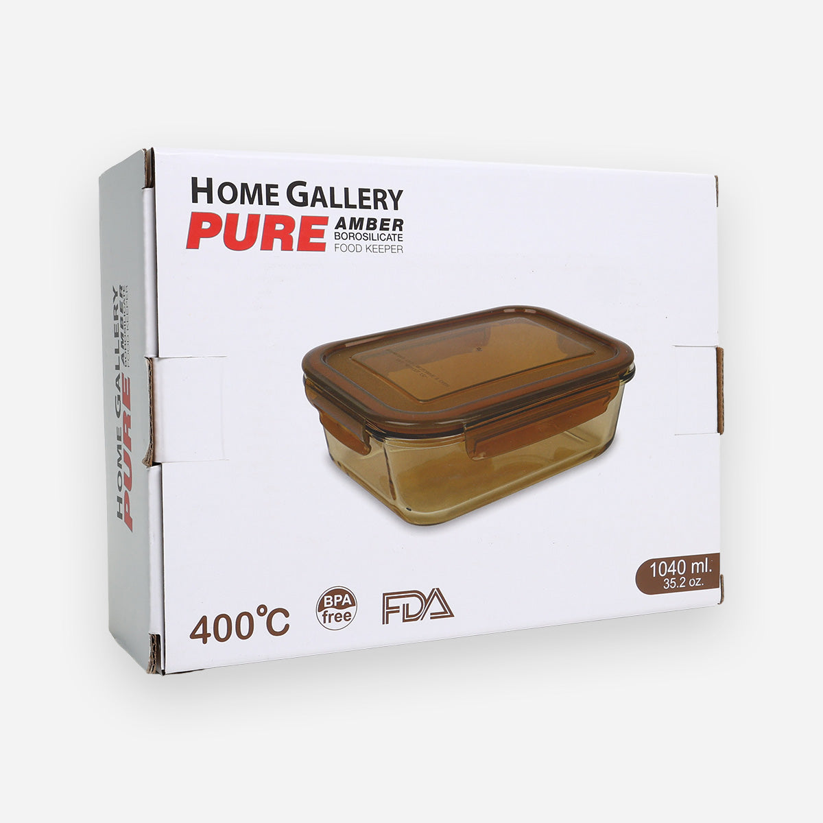 Home Gallery Pure Borosilicate Glass Food Keeper (Amber) - 1040ml