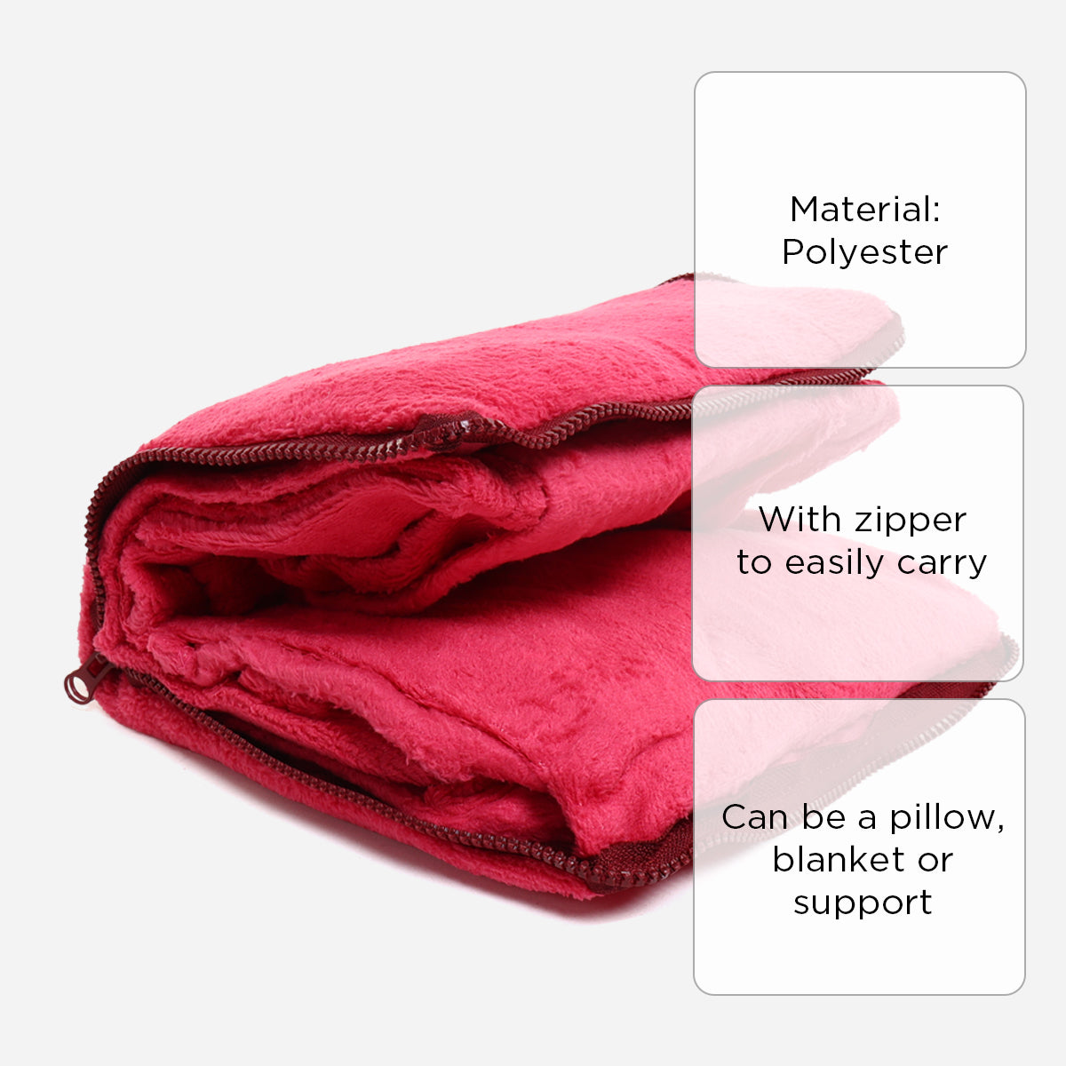 Hosh Travel Pillow Blanket (Pink) - 50x60 inches