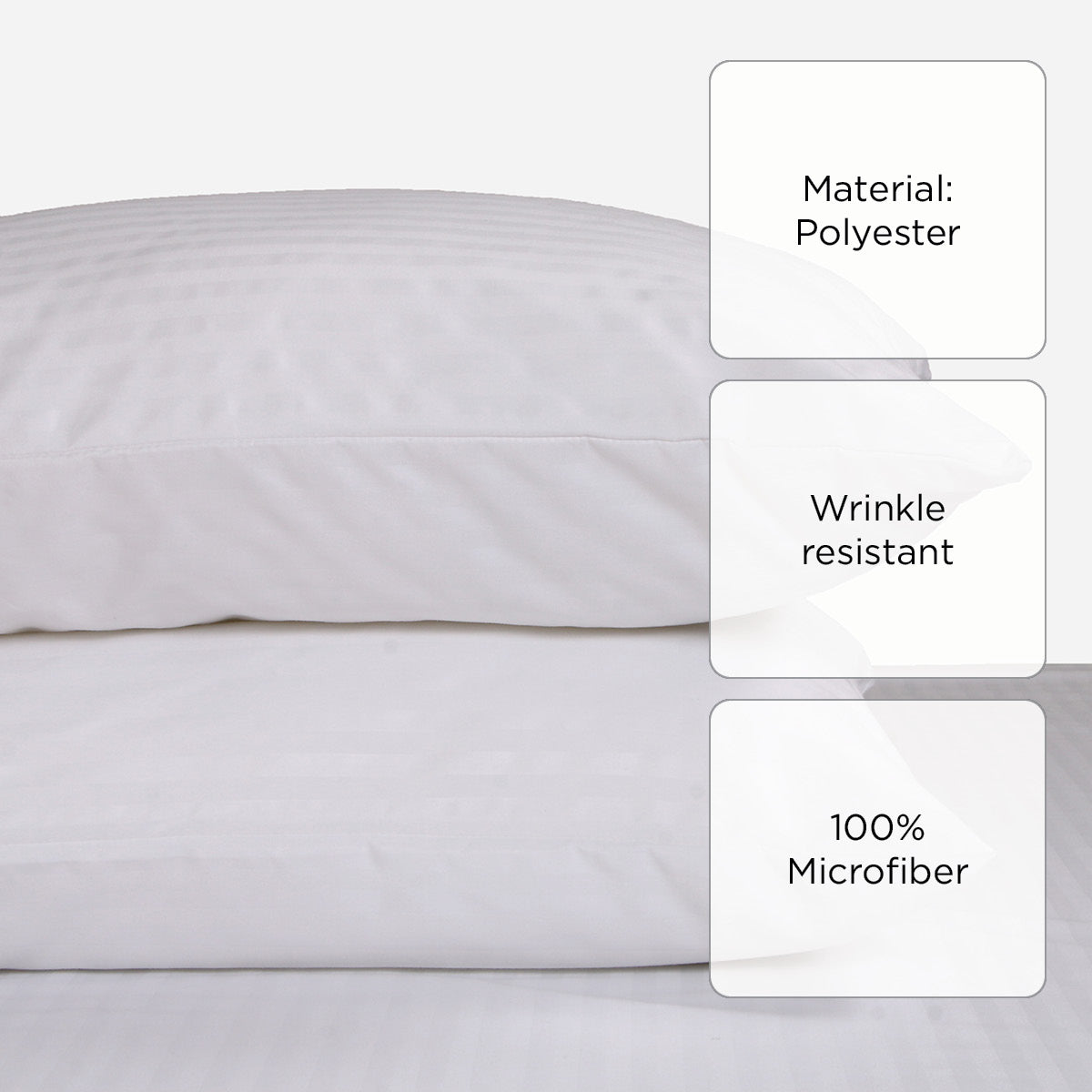 Hosh 2-Piece Pillowcase Emboss Big Stripe (White) - 20x30