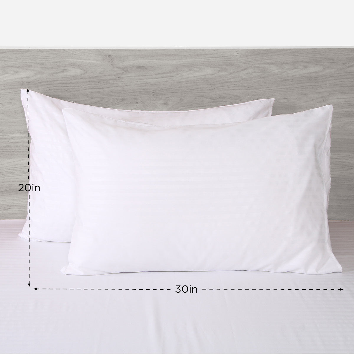 Hosh 2-Piece Pillowcase Emboss Big Stripe (White) - 20x30