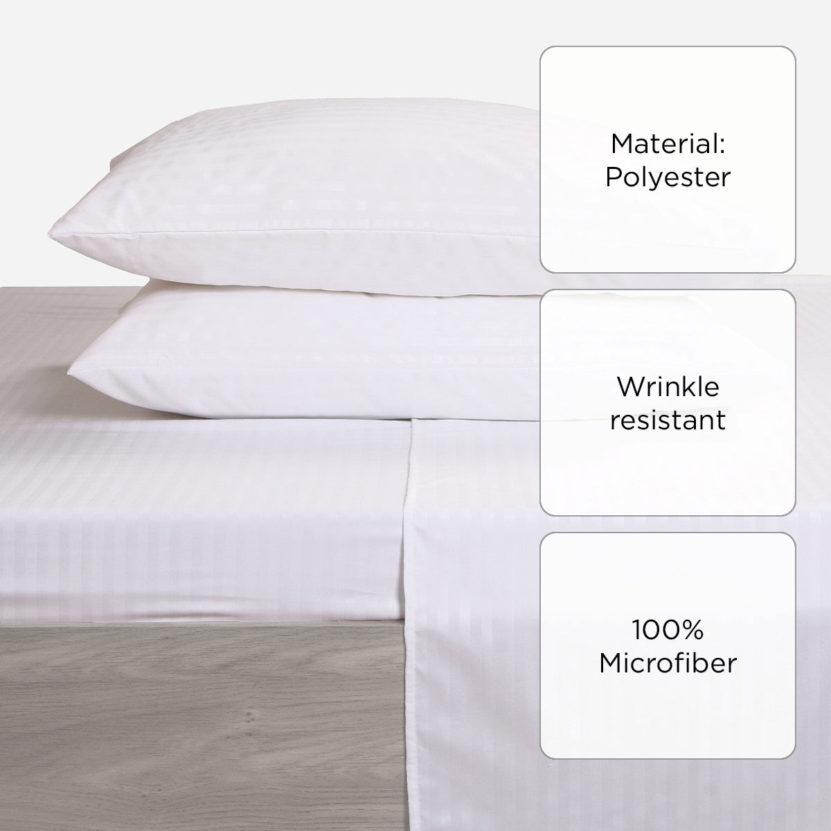 Hosh 4-Piece Bedsheet Set Emboss Big Stripe (White) - Queen