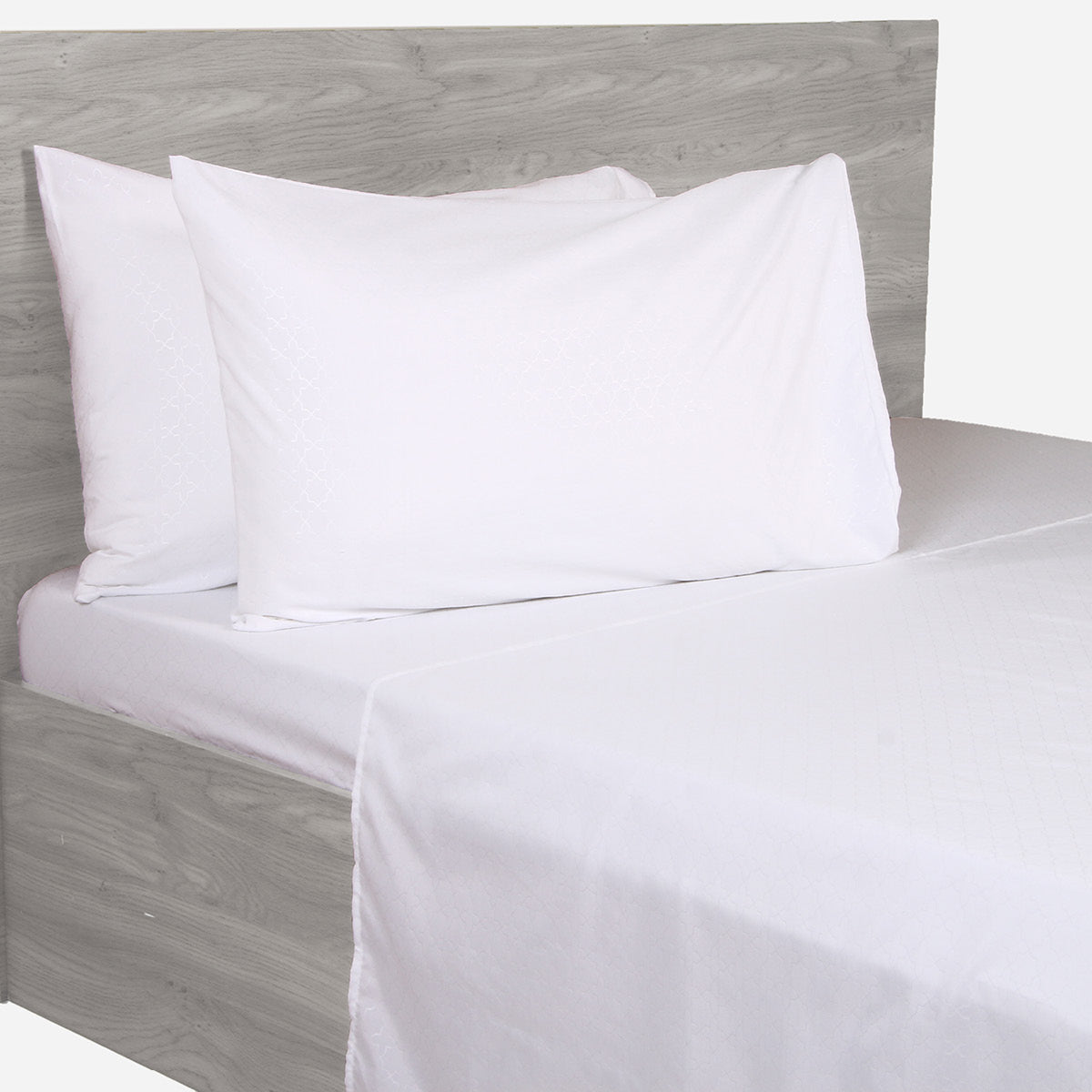 Hosh 4-Piece Bedsheet Set Emboss Clover (White) - Queen