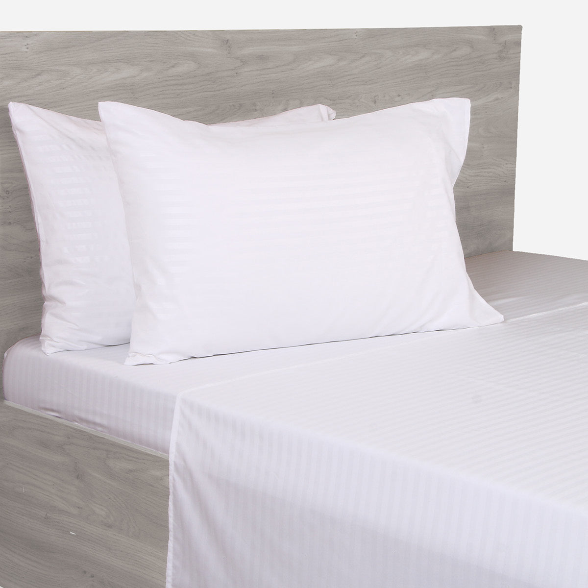 Hosh 4-Piece Bedsheet Set Emboss Big Stripe (White) - Twin