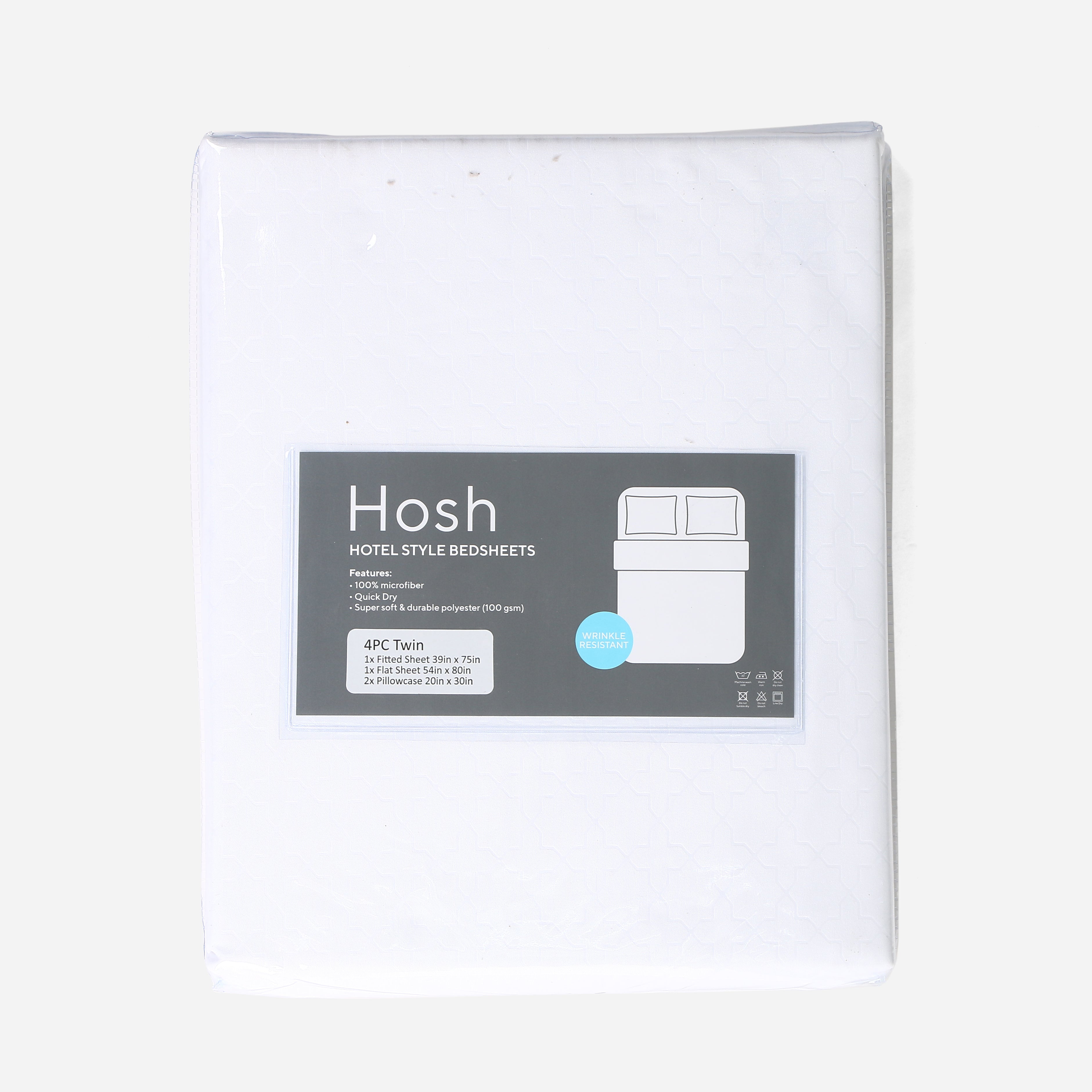 Hosh 4-Piece Bedsheet Set Emboss Clover (White) - Twin