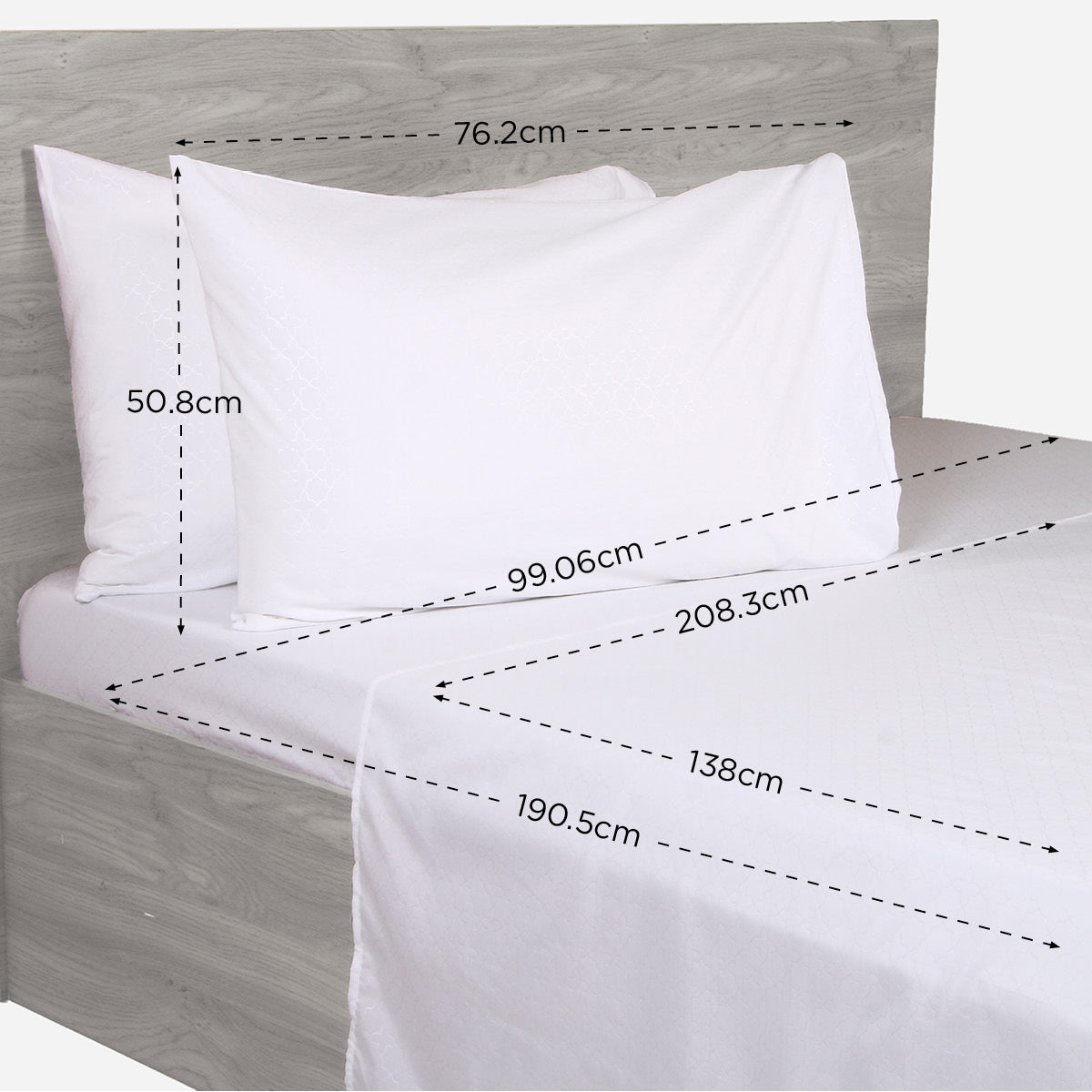 Hosh 4-Piece Bedsheet Set Emboss Clover (White) - Twin