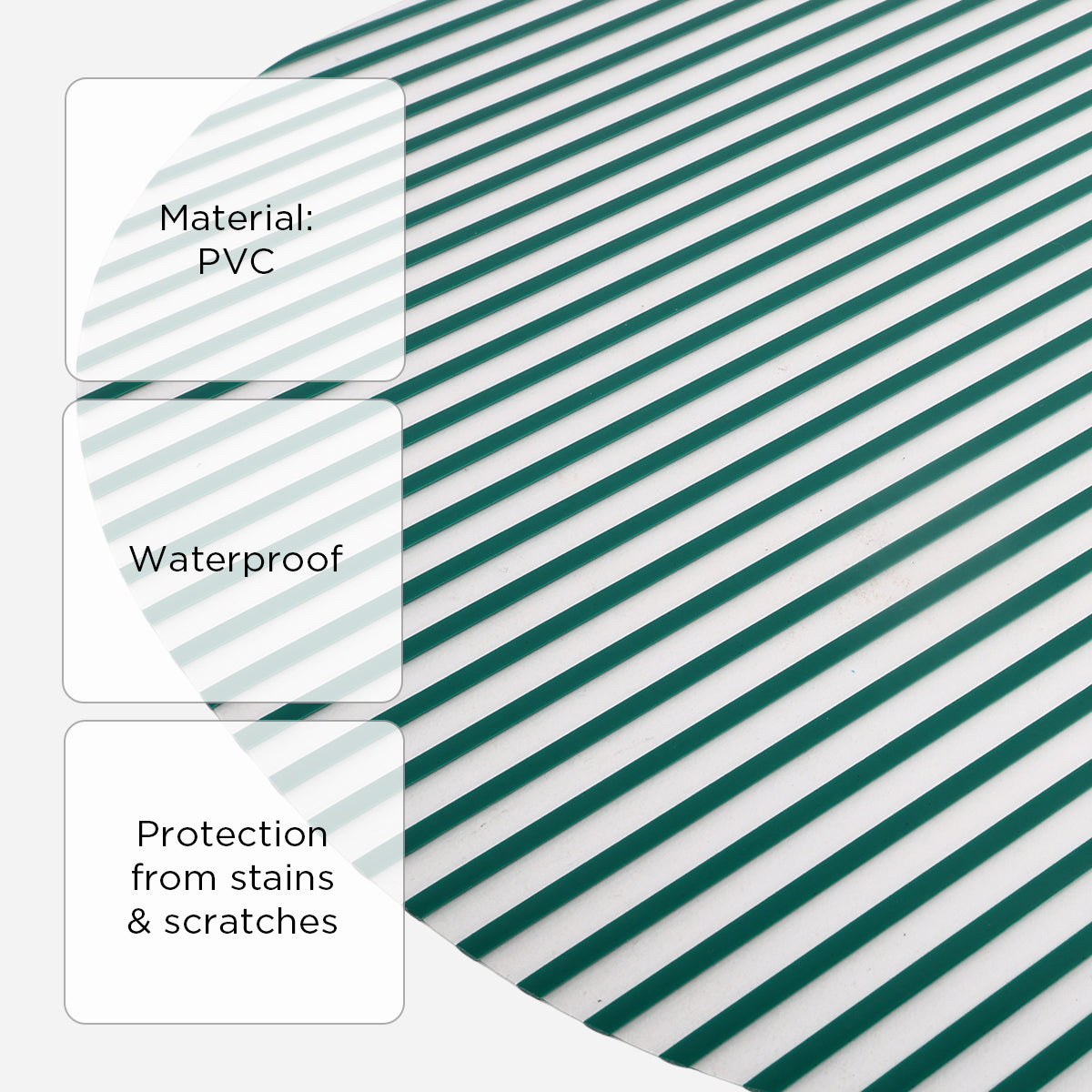 Hosh Oval Transparent Placemat Stripes (Green) - 12x18in