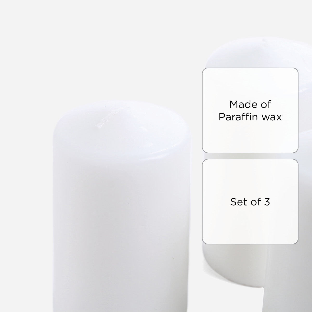 Hosh 3 Pieces Pillar Candles - 6x12cm