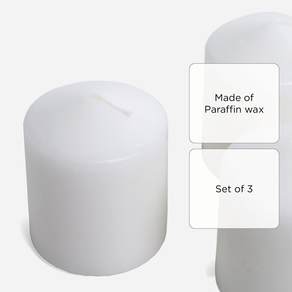 Hosh 3 Pieces Pillar Candles - 6x7.5cm