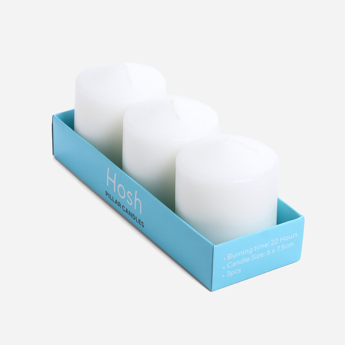 Hosh 3 Pieces Pillar Candles - 6x7.5cm