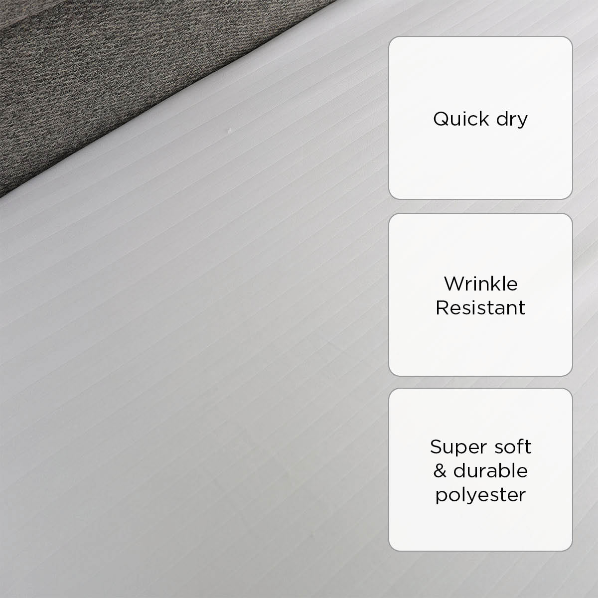 Hosh Twin 3pc Fitted Bedsheets Jacquard Big Stripes - White