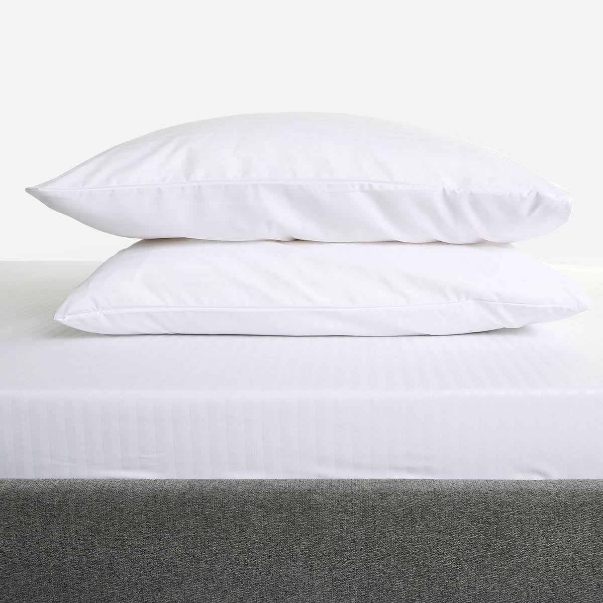 Hosh Twin 3pc Fitted Bedsheets Jacquard Big Stripes - White