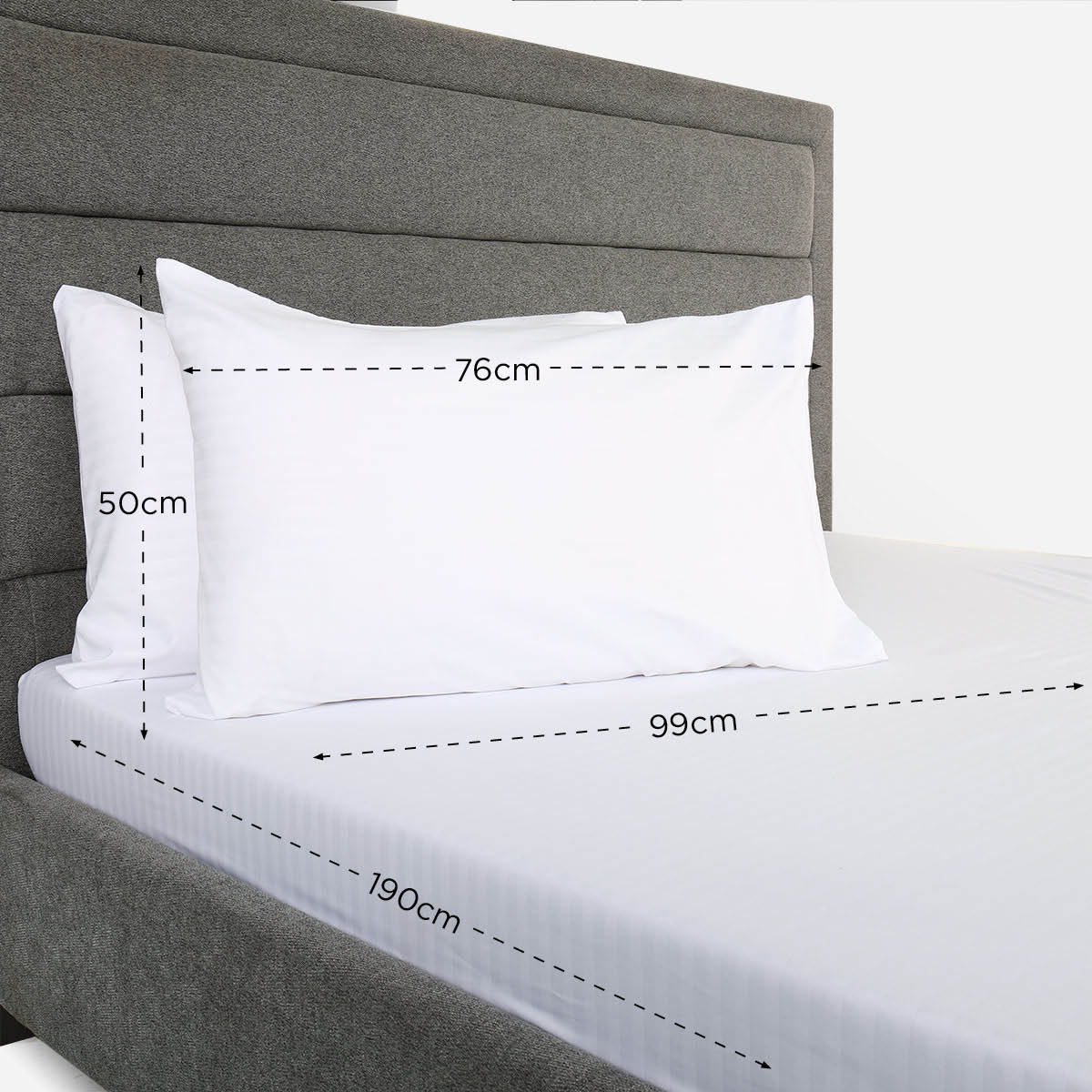 Hosh Twin 3pc Fitted Bedsheets Jacquard Big Stripes - White