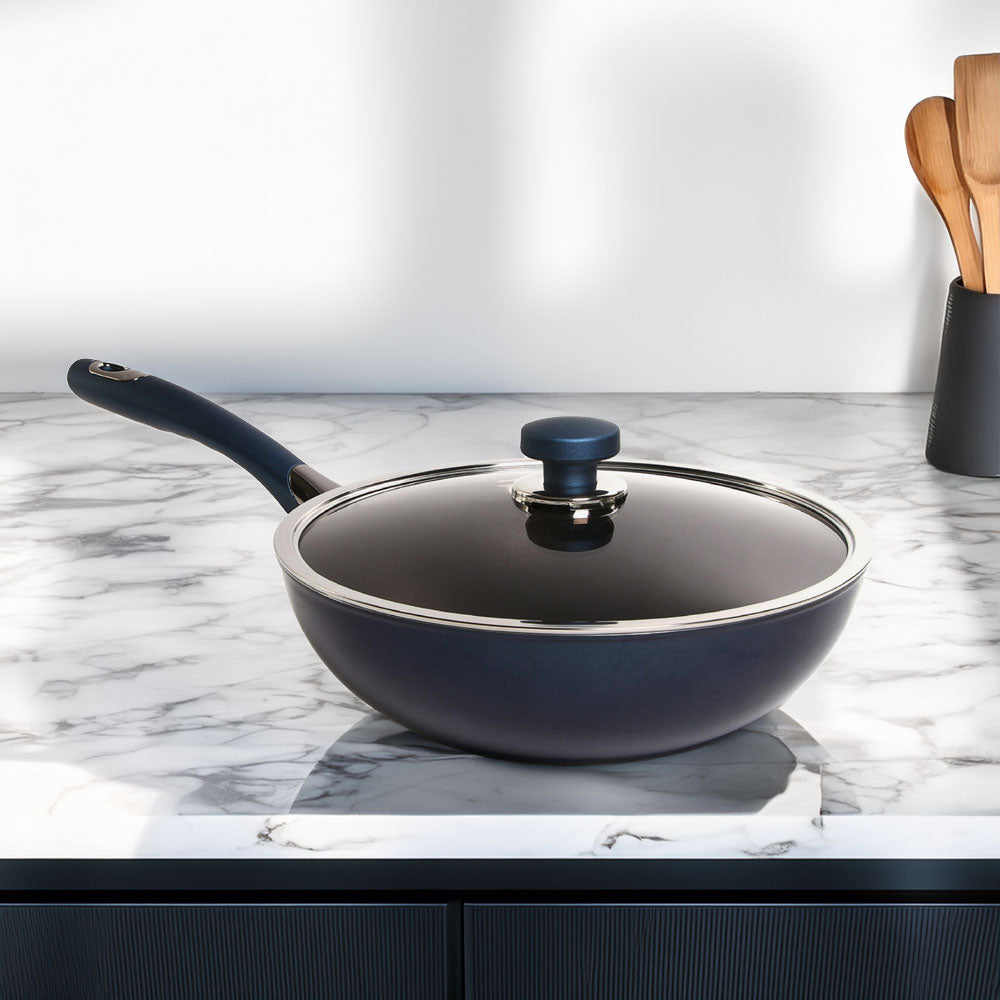 Happycall Classic Titanium IH Wok Pan With Glass Lid H3900-0412 - 28cm