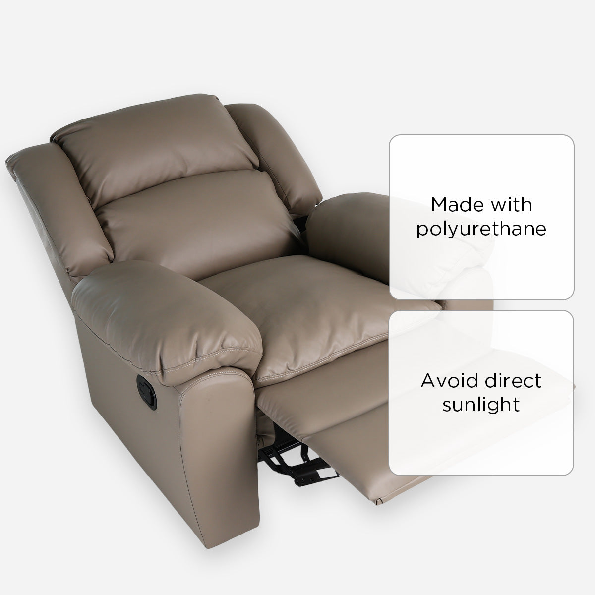 Hosh 1-Seater Air Leather Recliner - Gray