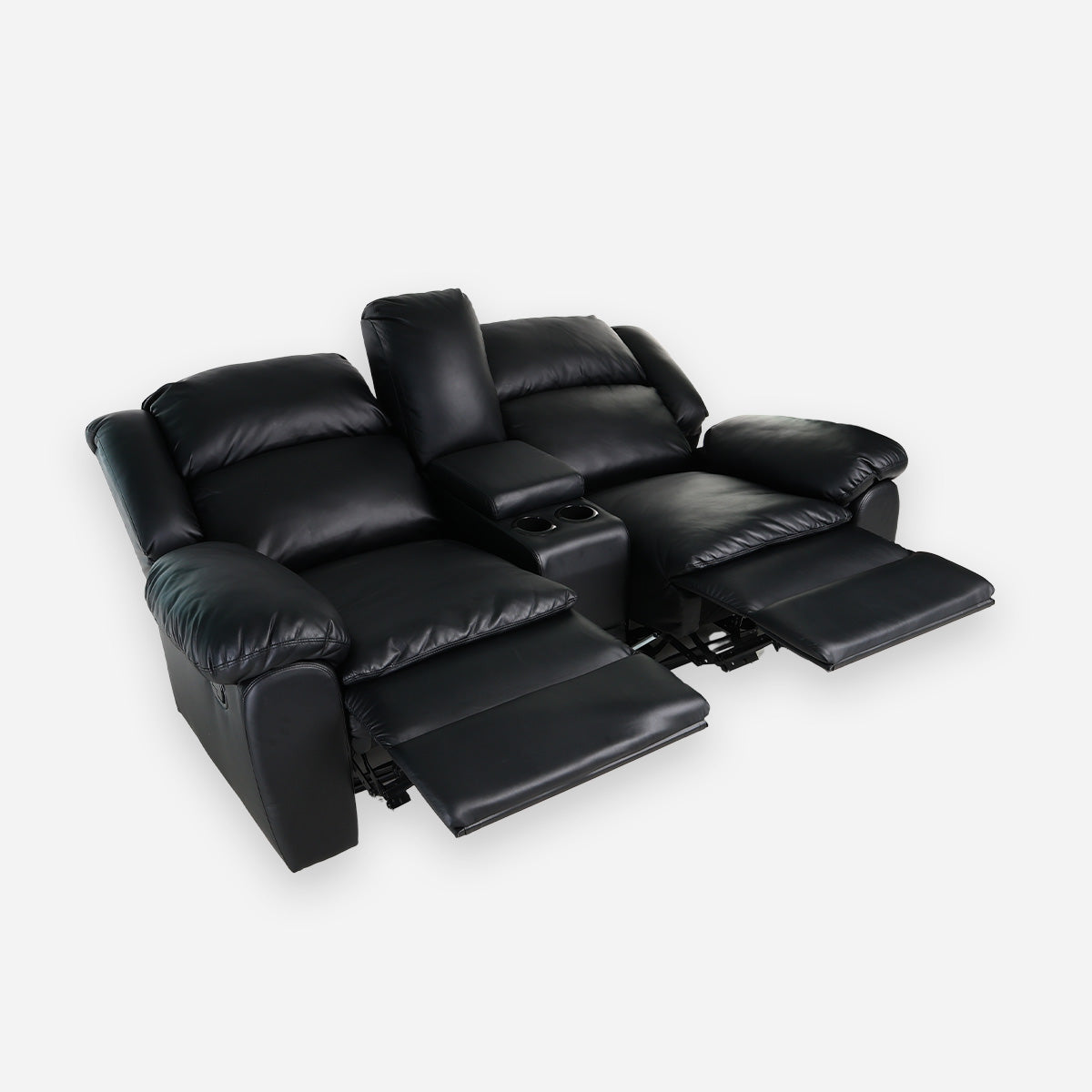 Hosh 2-Seater Air Leather Recliner - Black
