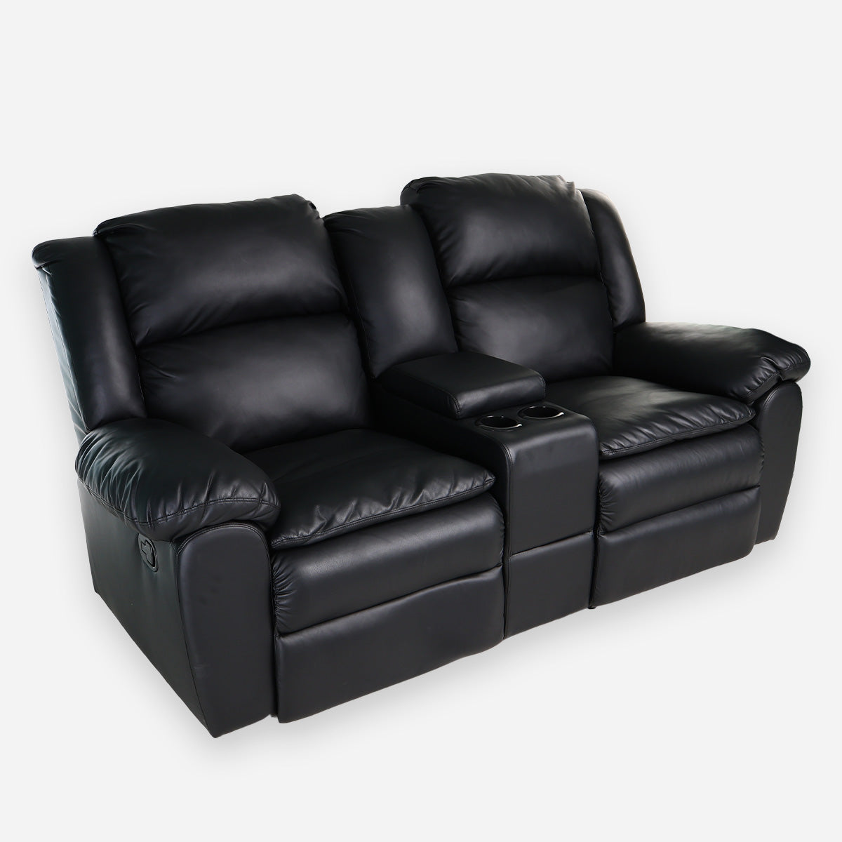 Hosh 2-Seater Air Leather Recliner - Black