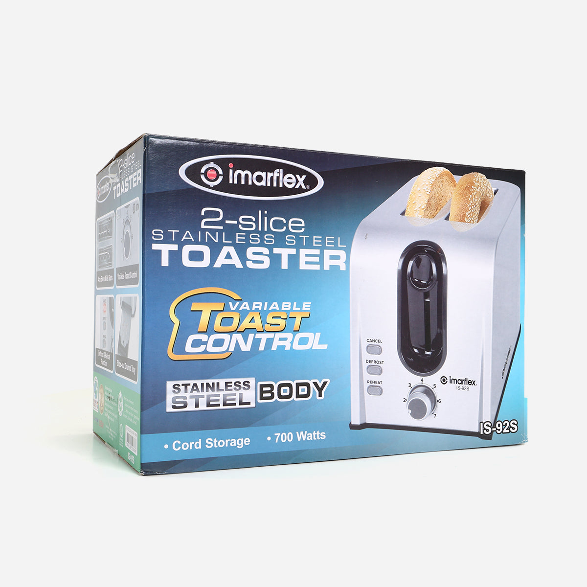 Imarflex 2-Slice Pop Toaster - Silver