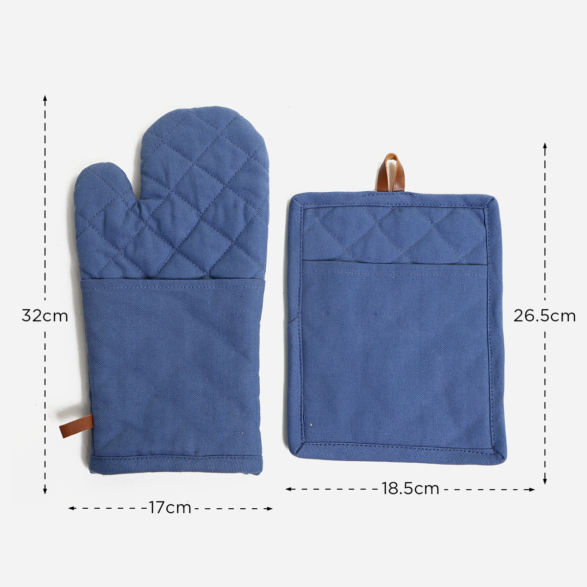 SM Home Gloves Pot Holder with Pocket - Blue