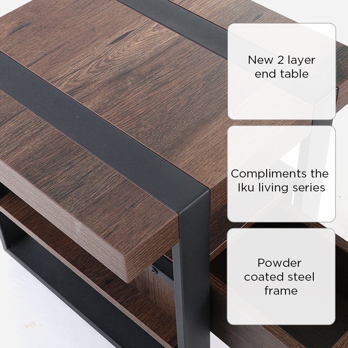 Yori Iku Side Table with Drawer - Dark Oak