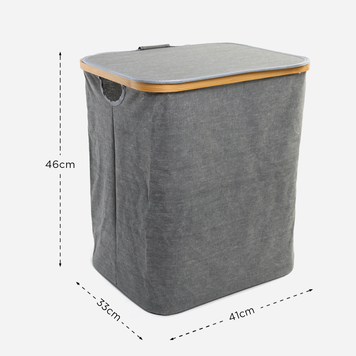 SM Home Cotton Linen Laundry Bag with Bamboo Frame - Light Gray