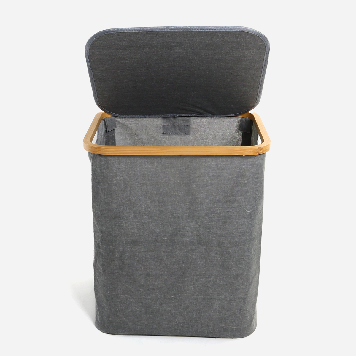 SM Home Cotton Linen Laundry Bag with Bamboo Frame - Light Gray