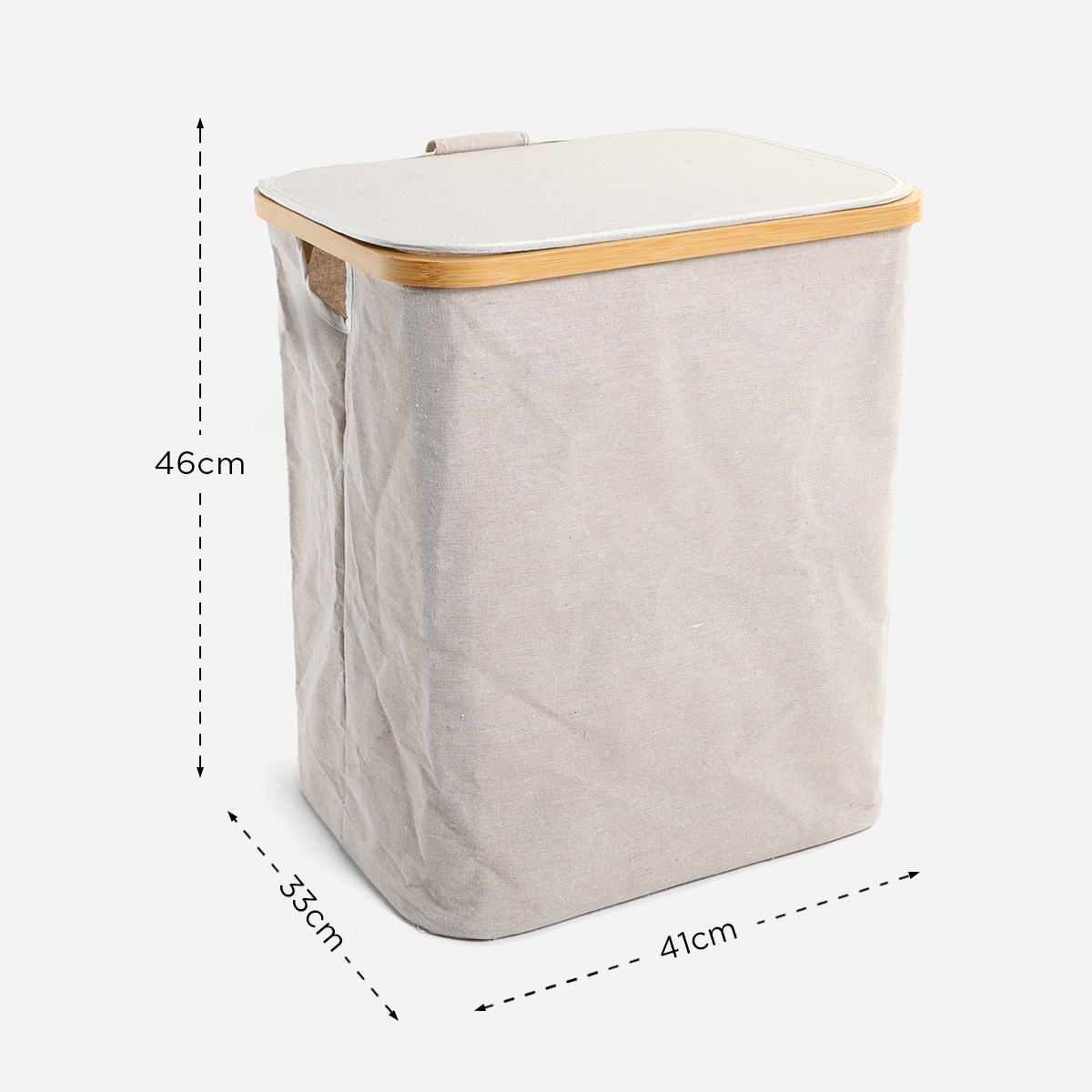 SM Home Cotton Linen Laundry Bag with Bamboo Frame - Beige